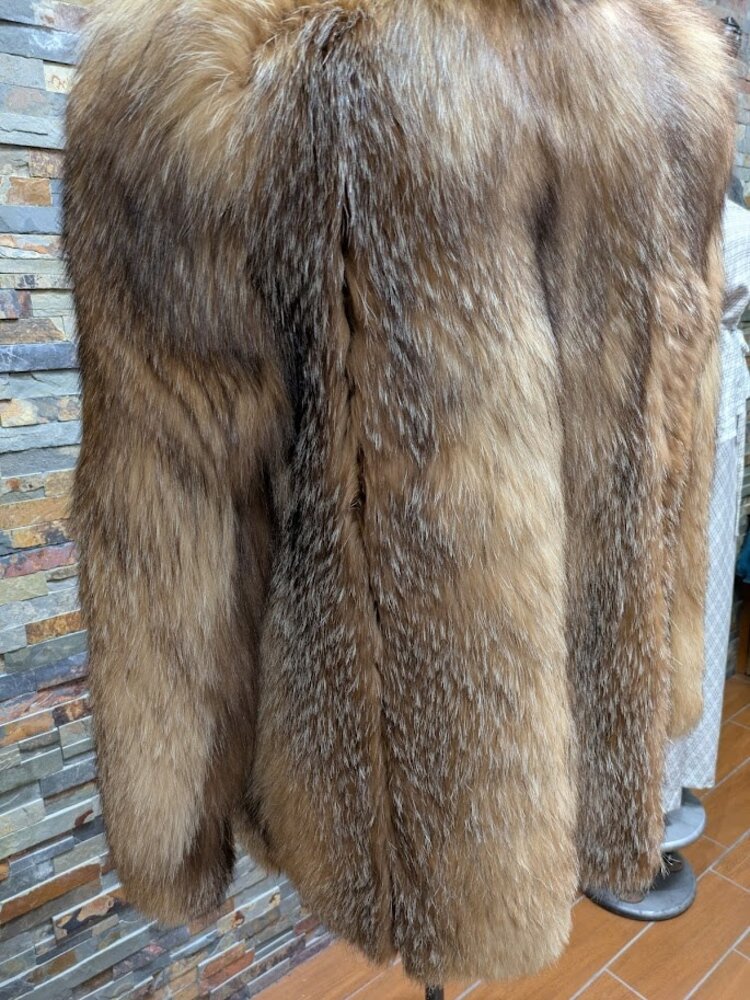 Crystal Dyed Silver Blue Frost Fox Jacket, Size Medium