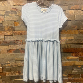 Light Blue & White Striped Drop Waist Dress