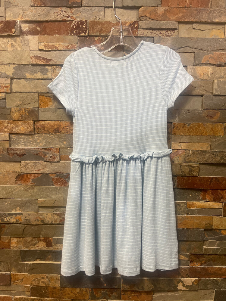 Light Blue & White Striped Drop Waist Dress