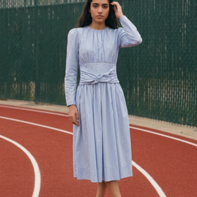 Light Blue Sleeveless Cotton Dress, Size  L