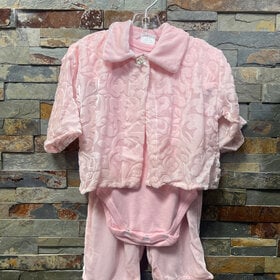 Pink Velour 3 Piece Pant Set