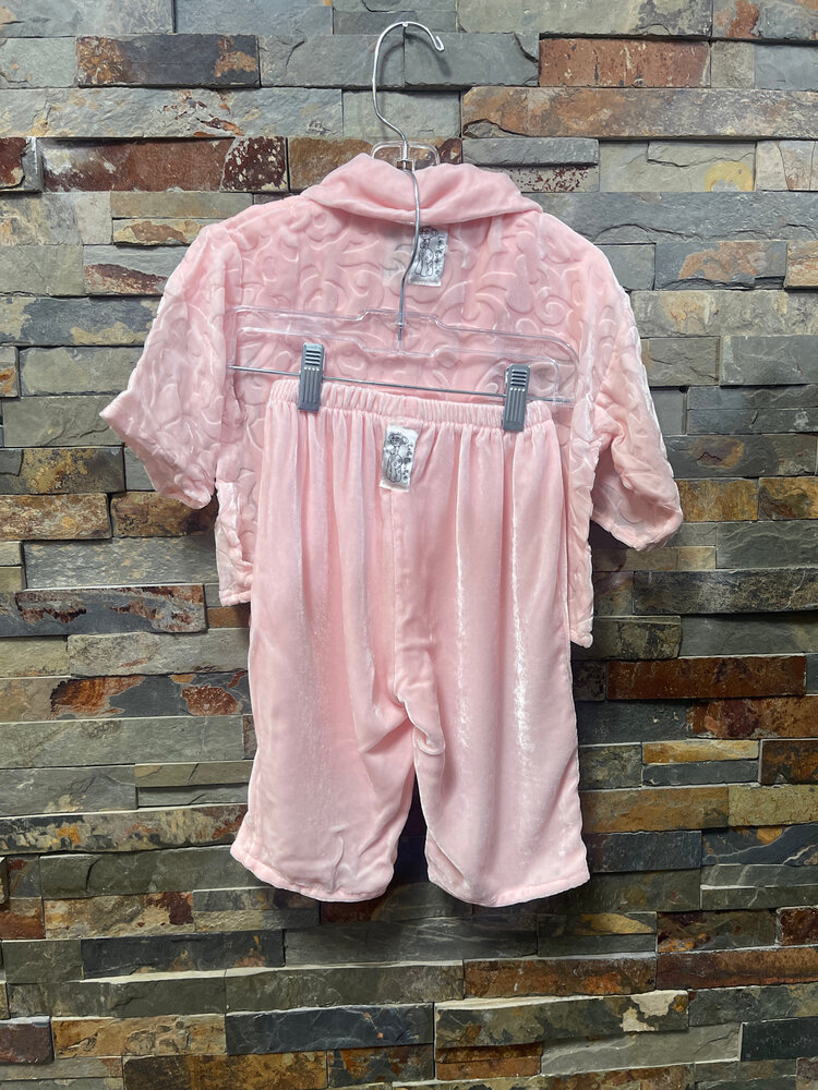 Pink Velour 3 Piece Pant Set