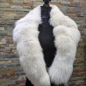 Ivory Shadow Polar Arctic Fox Stole w Vertical Design, OS