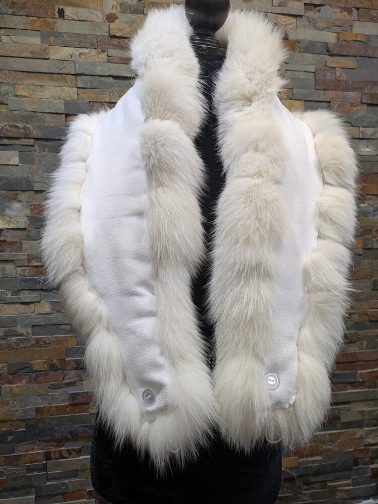 Ivory Shadow Polar Arctic Fox Stole w Vertical Design, OS
