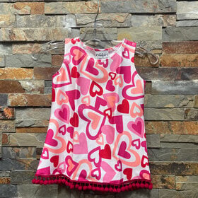 Red and Pink Heart Print Dress, Size 24M