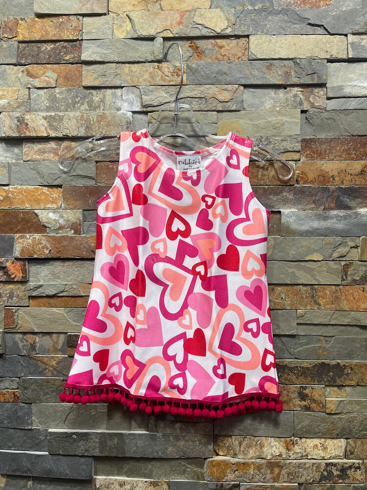 Red and Pink Heart Print Dress, Size 24M