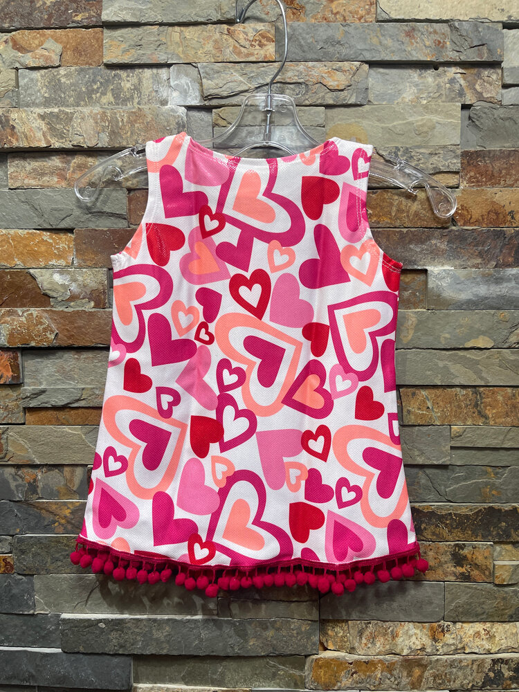 Red and Pink Heart Print Dress, Size 24M