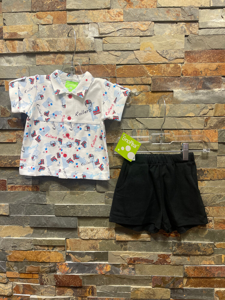 Black and White Roller Champ Short Set