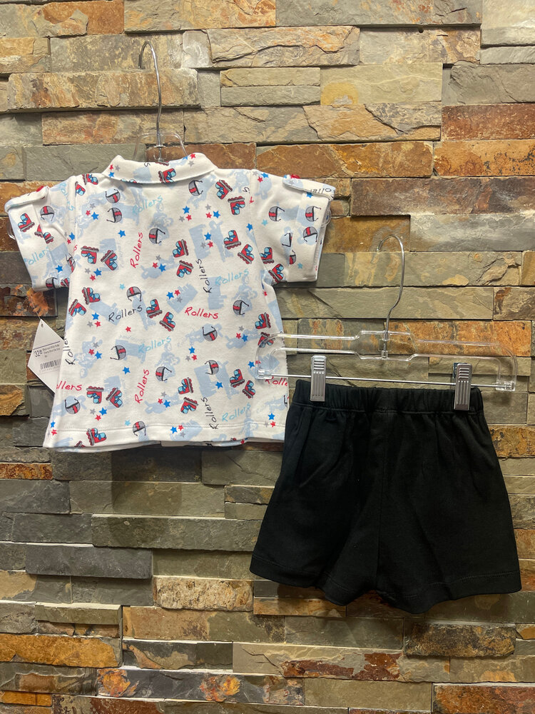 Black and White Roller Champ Short Set