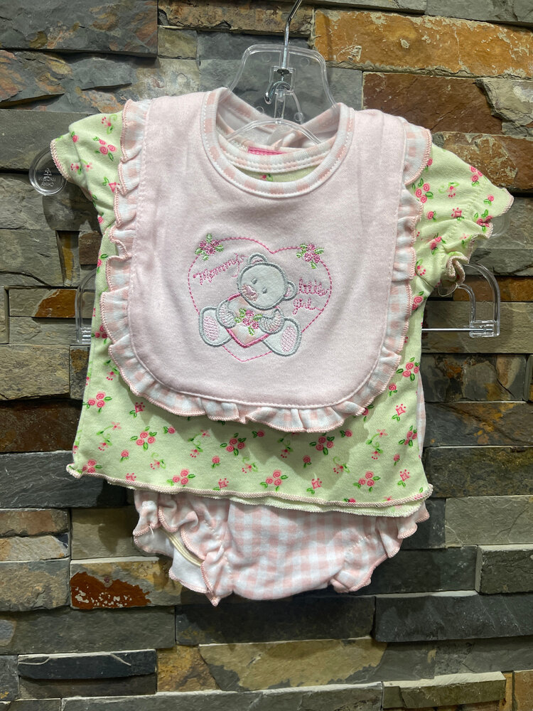 Pink and Green 3-Piece Mommy's Little Girl Set, Size 3/6M