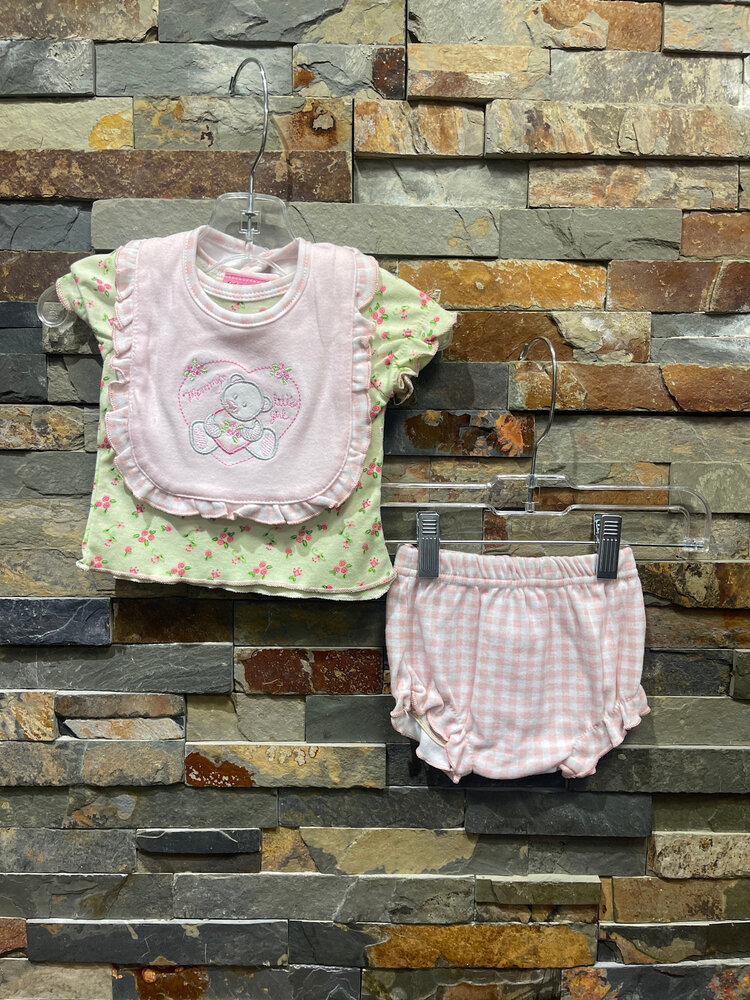 Pink and Green 3-Piece Mommy's Little Girl Set, Size 3/6M