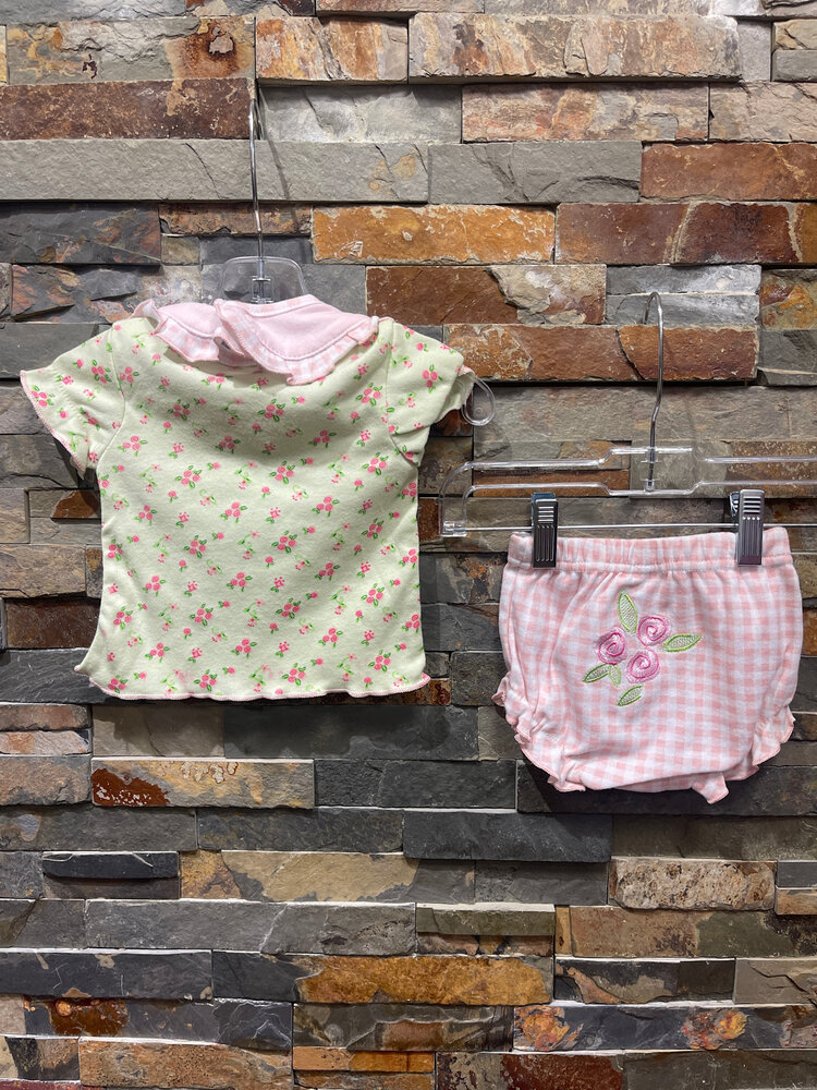 Pink and Green 3-Piece Mommy's Little Girl Set, Size 3/6M