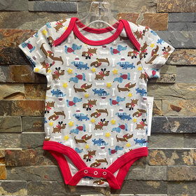 Gray Puppy Print Onesie