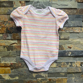 Multi Stripe with Lavender Trim Onesie