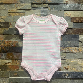 Pink and Gray Striped Onesie