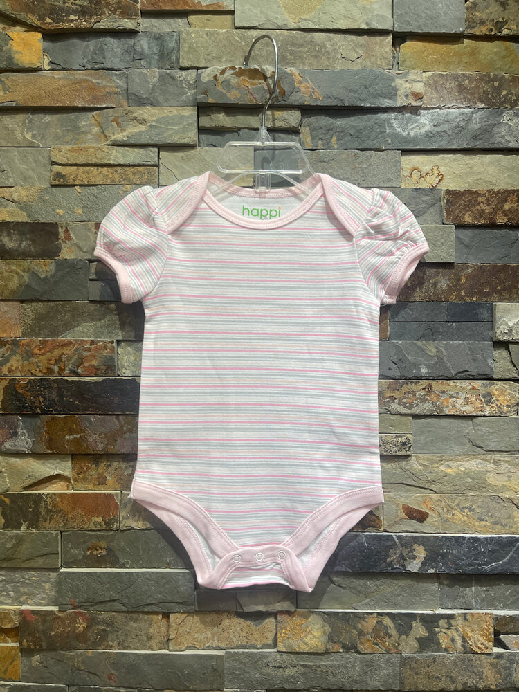 Pink and Gray Striped Onesie