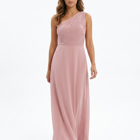 Pink Ruched One Shoulder Gown, Size 4
