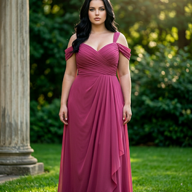 Cranberry Pleated Bodice Lace Up Back with Cold Shoulders, Size 28