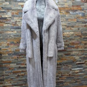 Platinum Dyed Mink Full Length Coat with Scarf, Size Large