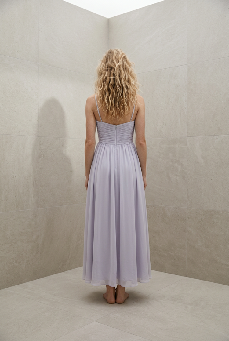Light Blue Pleated Bodice Strapless Gown, Size 8