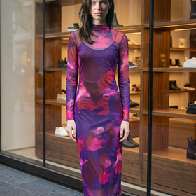 Pink and Purple Watercolor Design Gown, Size L