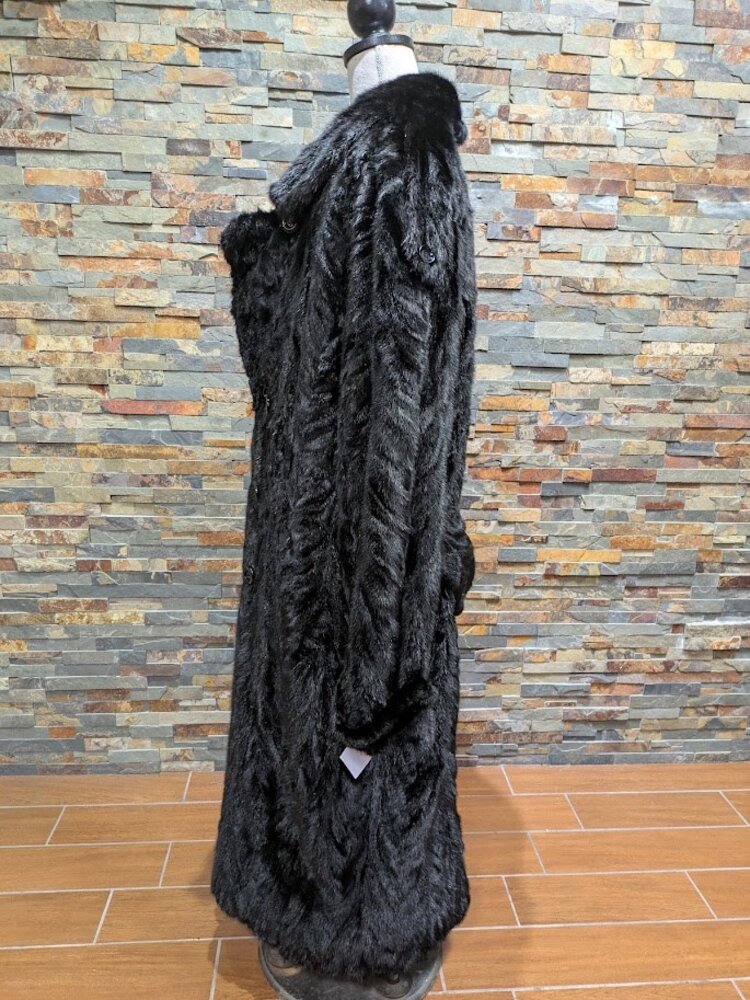Furs of Distinction Black Mink Paw Trench Coat, Size 2XL