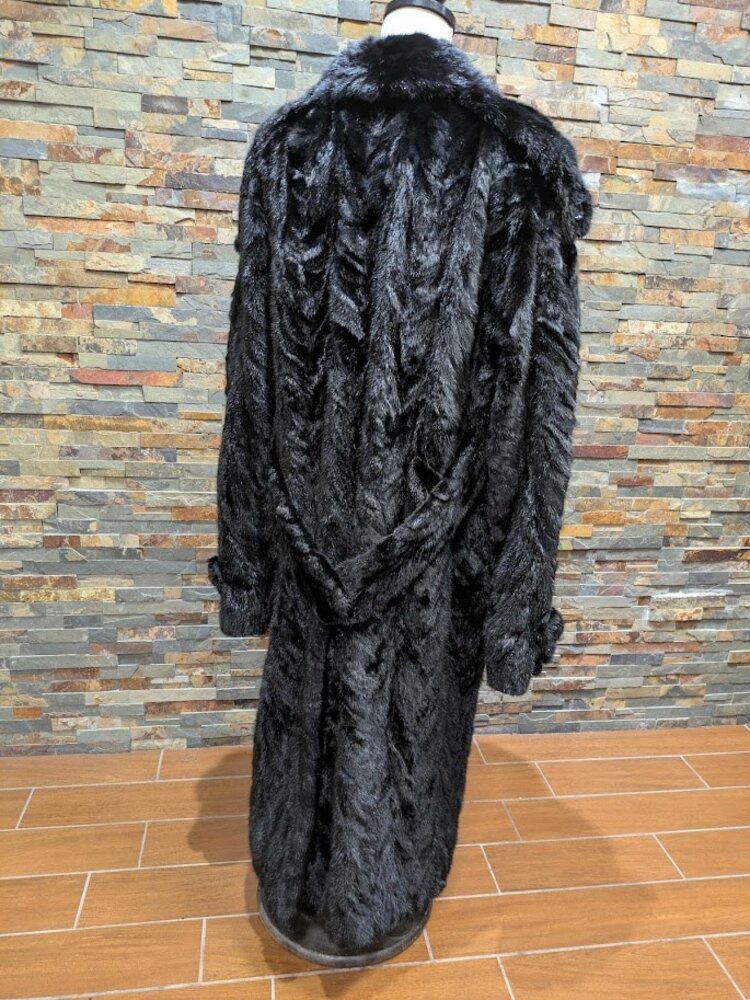 Furs of Distinction Black Mink Paw Trench Coat, Size 2XL