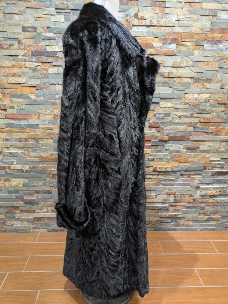 Furs of Distinction Black Mink Paw Trench Coat, Size 2XL