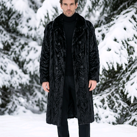 Furs of Distinction Black Mink Paw Trench Coat, Size 2XL