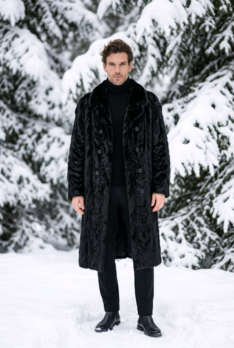Furs of Distinction Black Mink Paw Trench Coat, Size 2XL