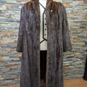 Wild Type Brown Ranch Mink Long Coat, size Large