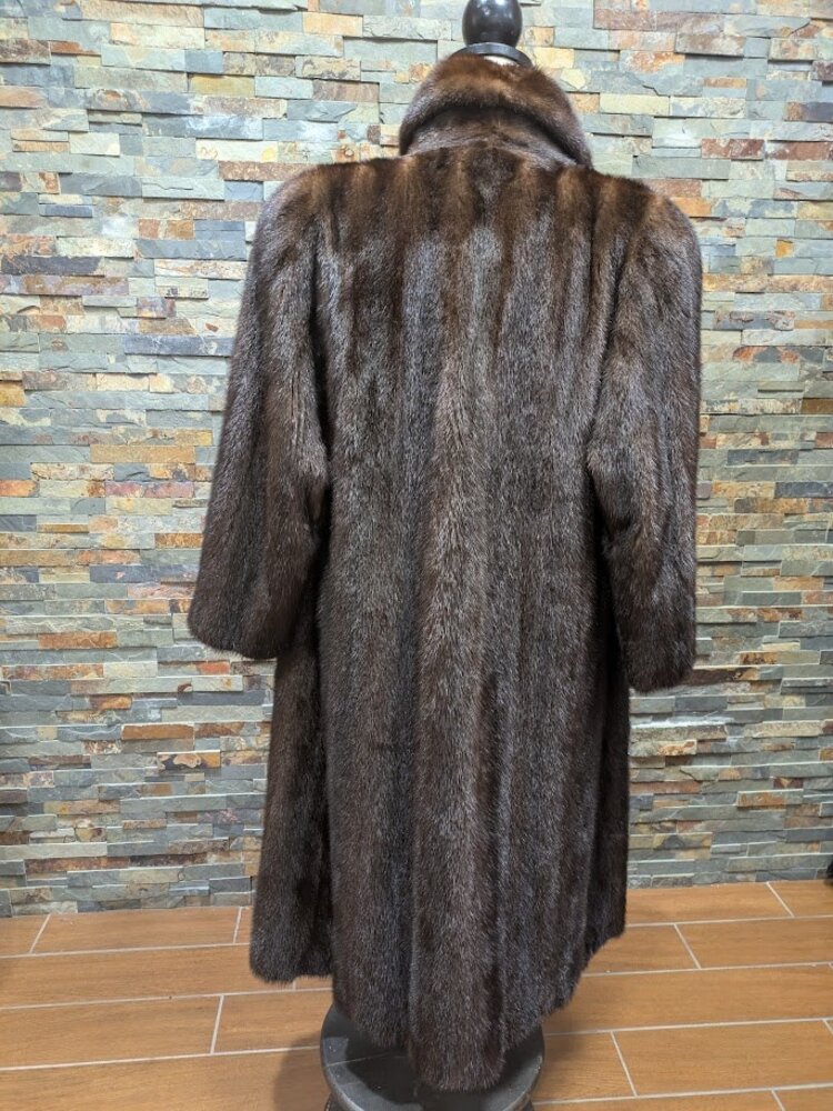 Wild Type Brown Ranch Mink Long Coat, size Large