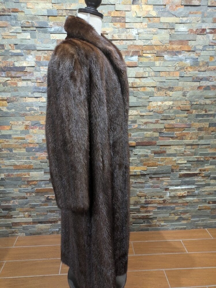 Wild Type Brown Ranch Mink Long Coat, size Large