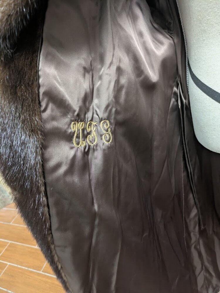 Wild Type Brown Ranch Mink Long Coat, size Large