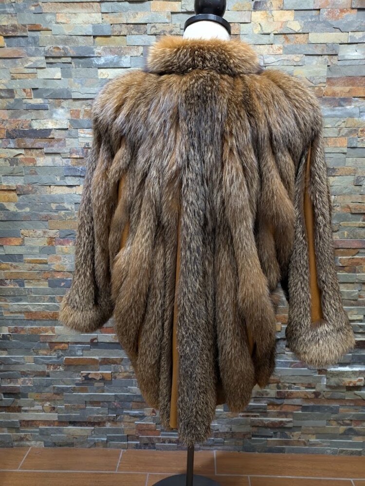 Saga Fox Cinnamon dyed Blue Frost Fox Fur Swing Coat, size XL