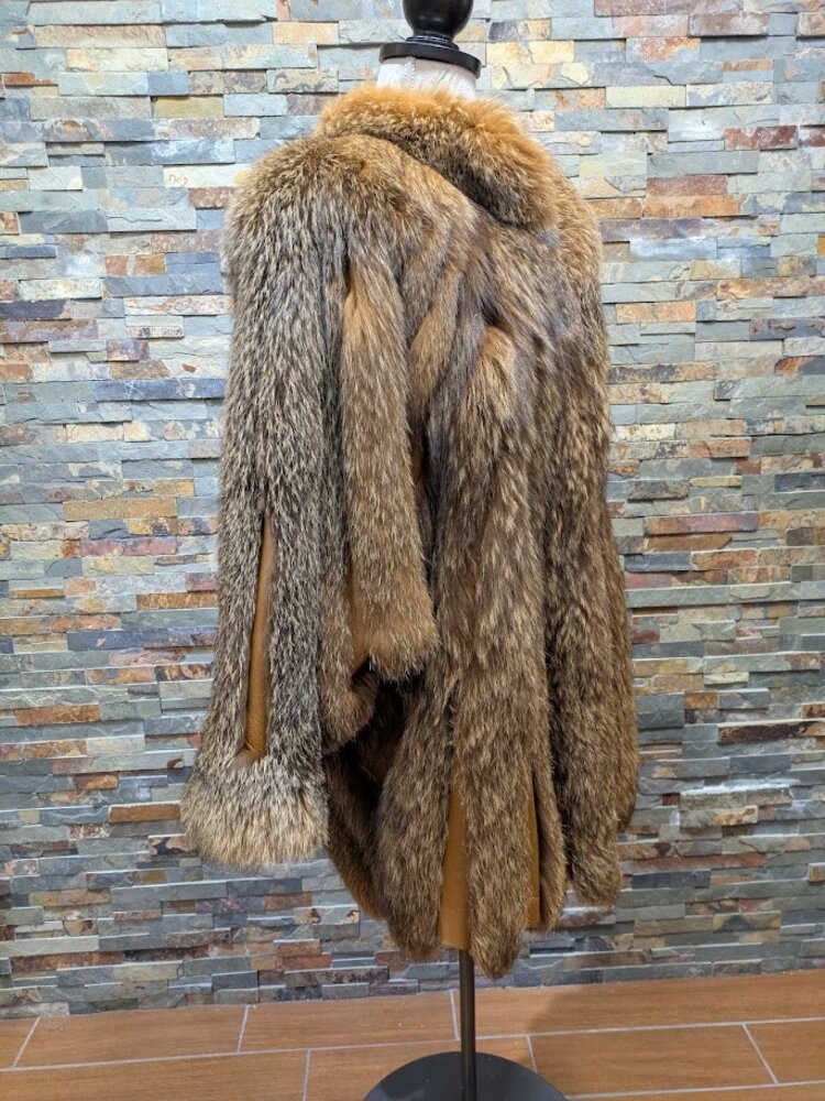 Saga Fox Cinnamon dyed Blue Frost Fox Fur Swing Coat, size XL