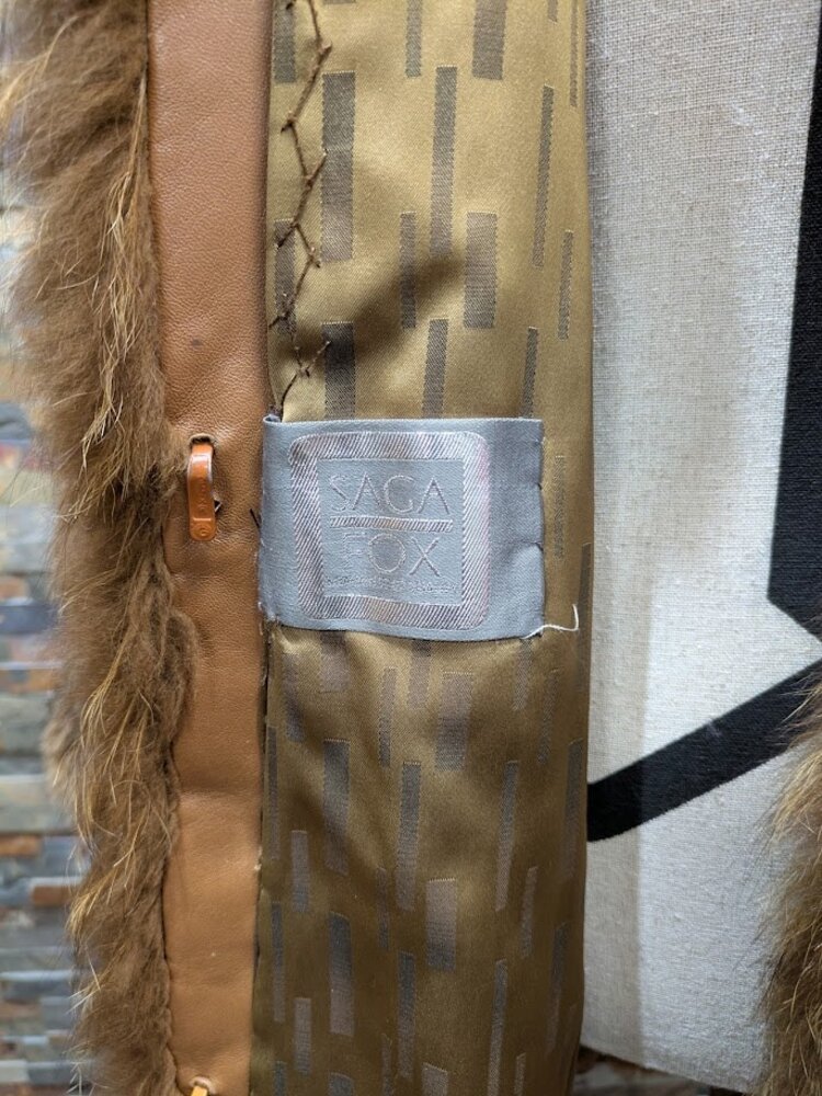 Saga Fox Cinnamon dyed Blue Frost Fox Fur Swing Coat, size XL