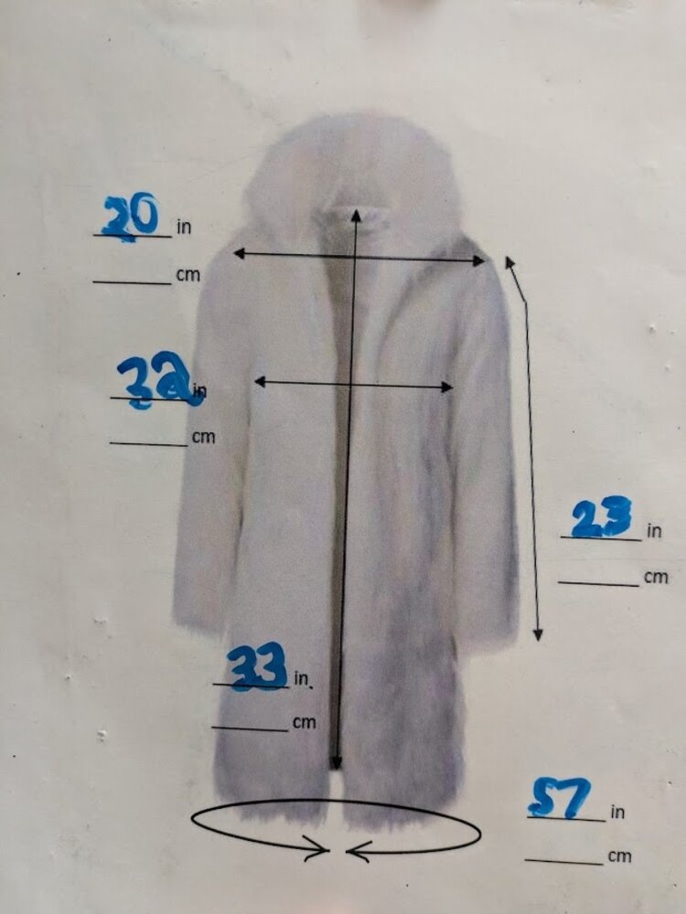Saga Fox Cinnamon dyed Blue Frost Fox Fur Swing Coat, size XL