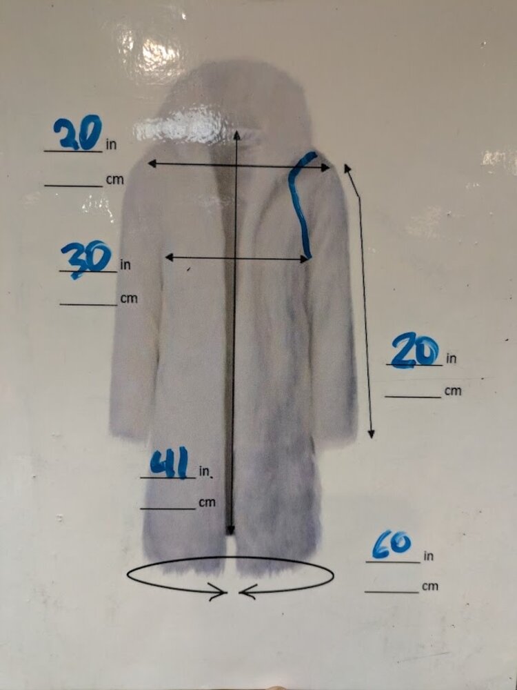 Teal Blue Green Dyed Rex Rabbit Long Coat, size XL