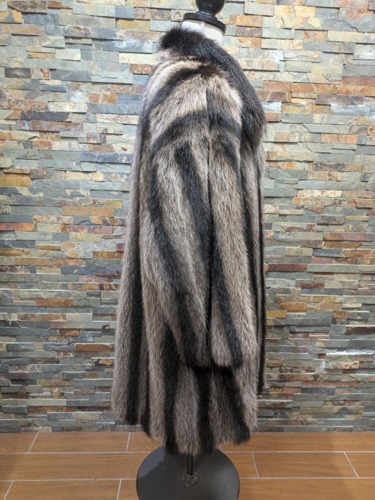 Striped American Raccoon Swagger Long Coat, size XXL