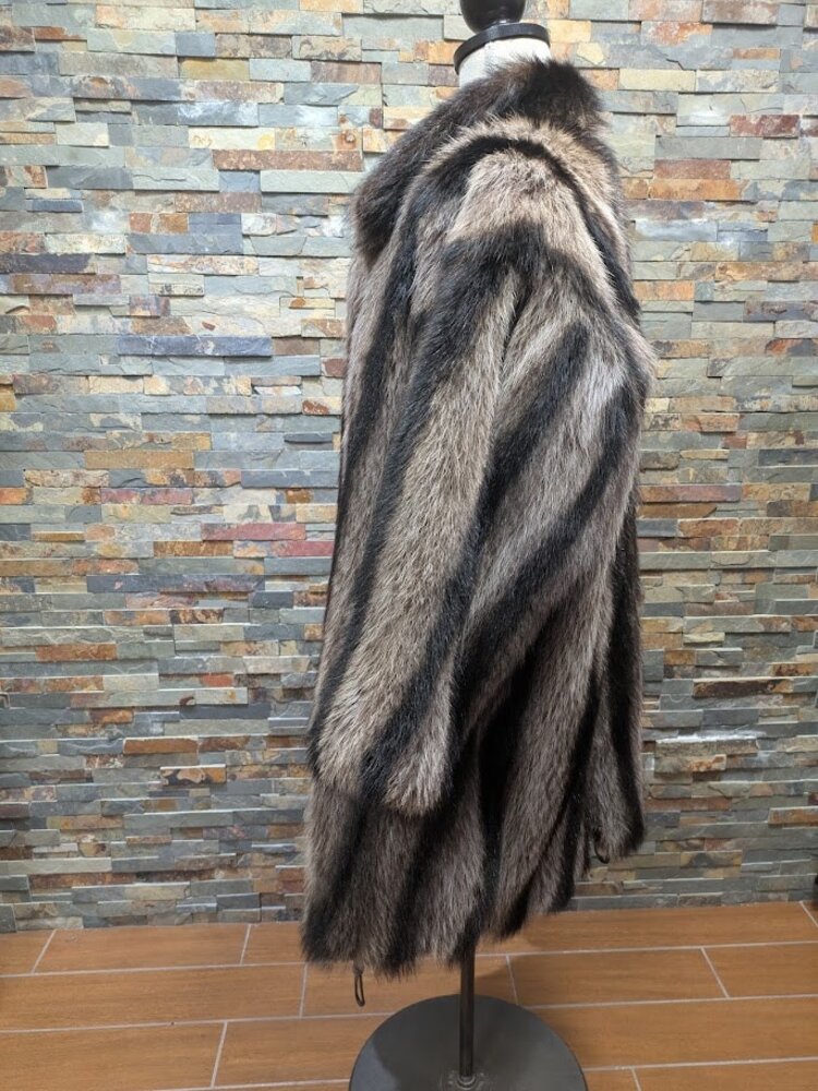Striped American Raccoon Swagger Long Coat, size XXL