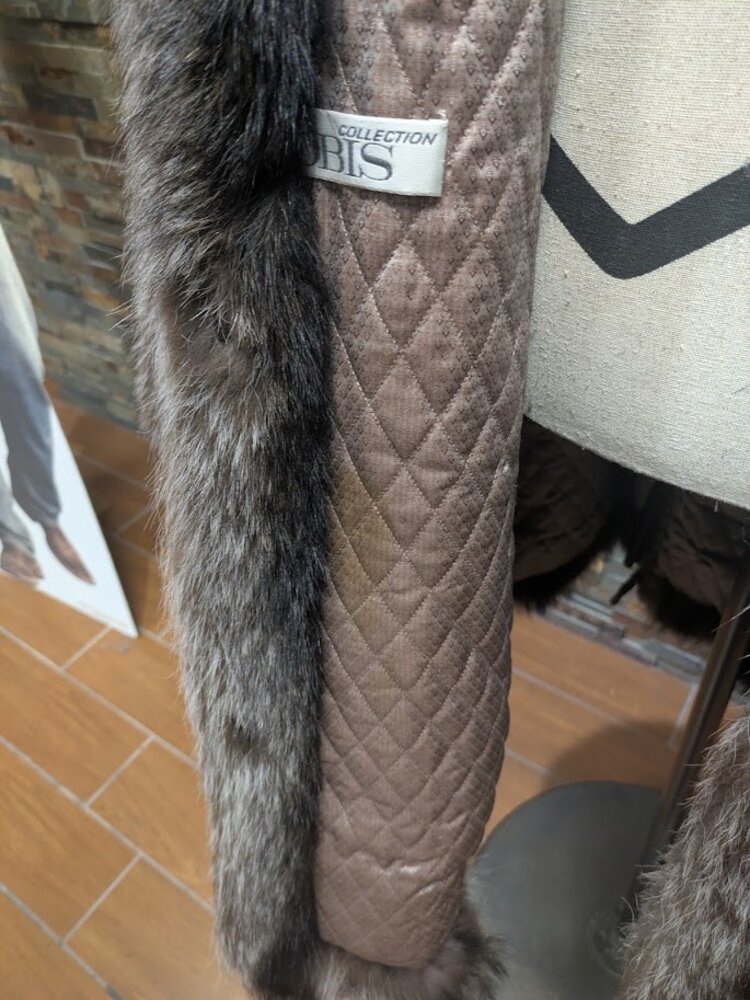 Striped American Raccoon Swagger Long Coat, size XXL