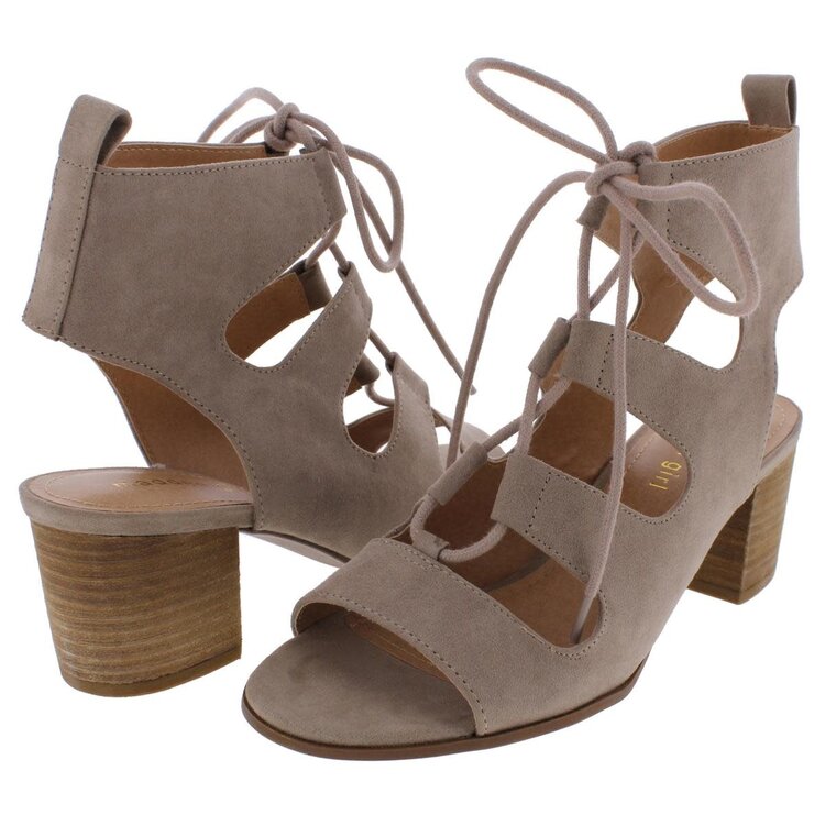 Steve Madden Taupe Lace-Up Heeled Sandals