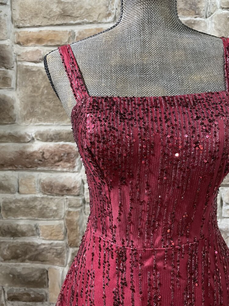 TLC Say Yes to the Prom Red Glitter Mesh Gown w/ Pockets