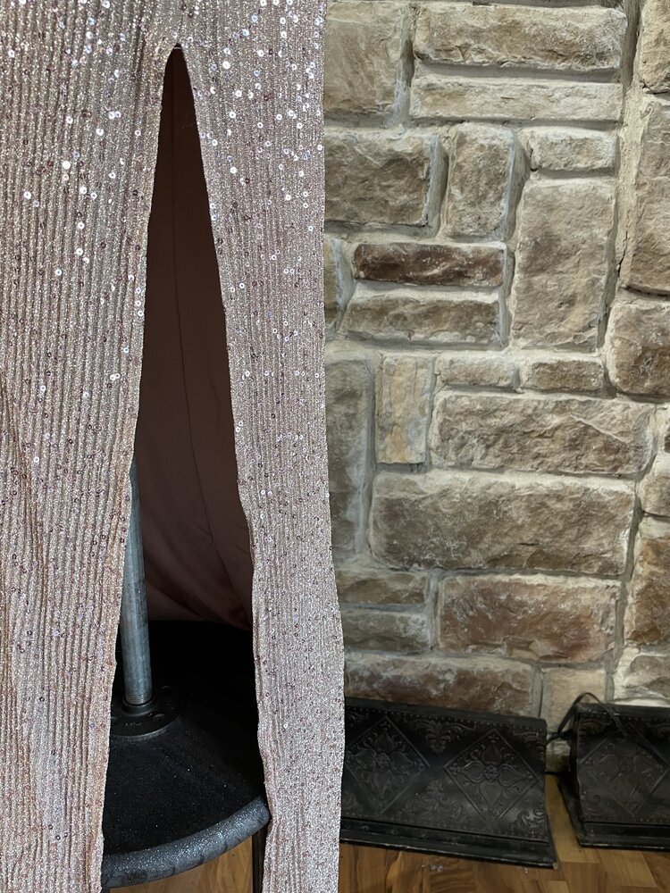 Teeze Me Blush Sequin Shimmer Open Back Gown