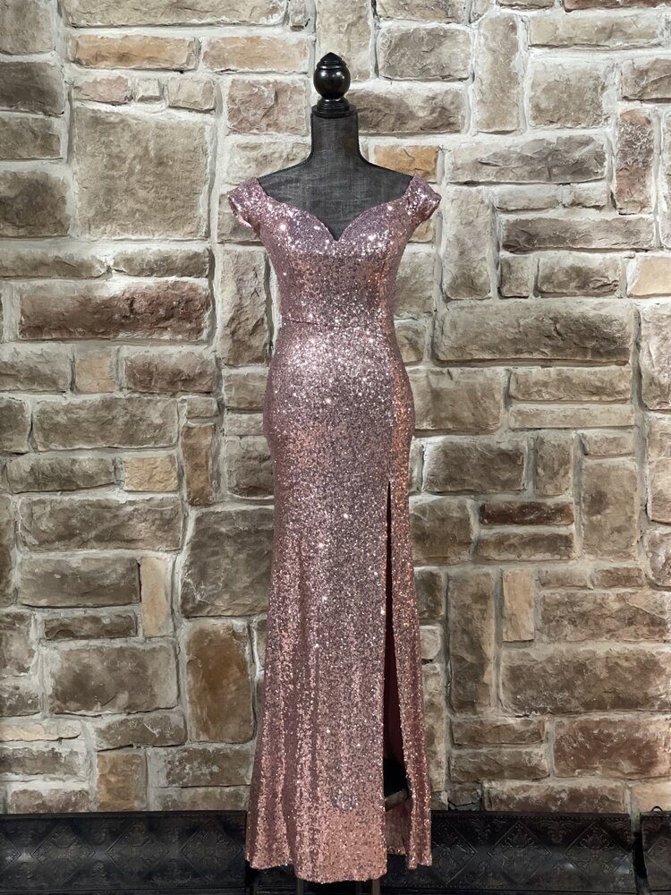B Darlin Pink Sequin Sweetheart Gown