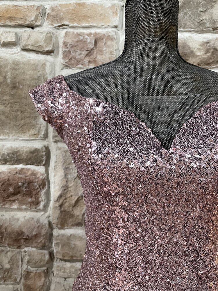 B Darlin Pink Sequin Sweetheart Gown