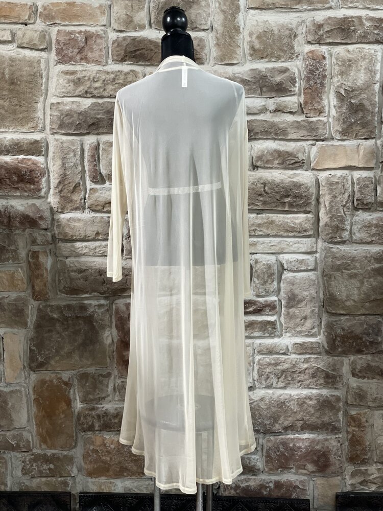 Zenana Outfitters Beige Mesh Long Cardigan