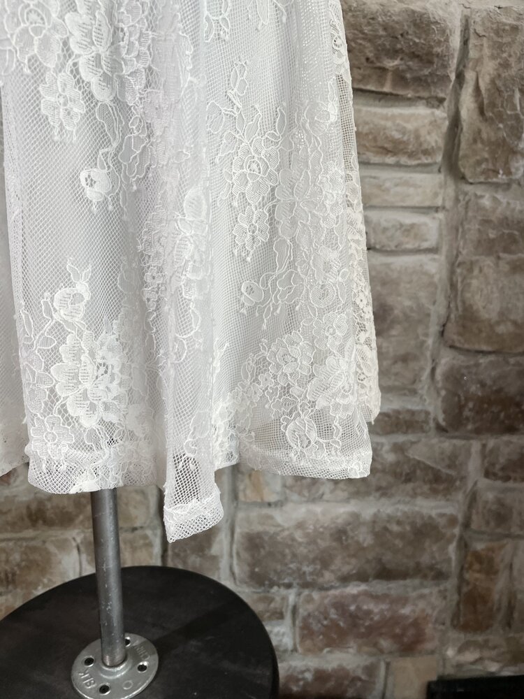 Identity White Lace Halter Cross back Dress