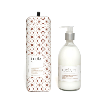 Lucia # 1: Lotion corps et mains au lait de chèvre et à l'huile de lin (300 ml)